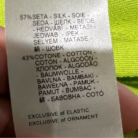 Falconeri Lime Green V-Neck Top Silk Cotton Blend Size L NWOT - Picture 3 of 3